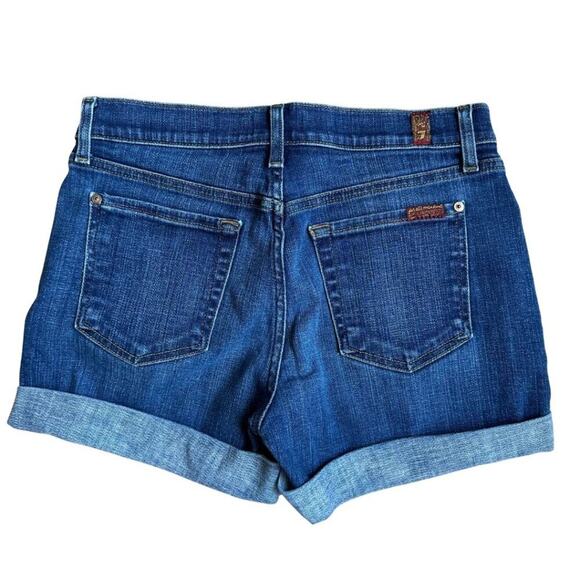 7 For All Mankind Mid-Rise Stretch Denim Rolled Shorts Twill 26 - Picture 6 of 7